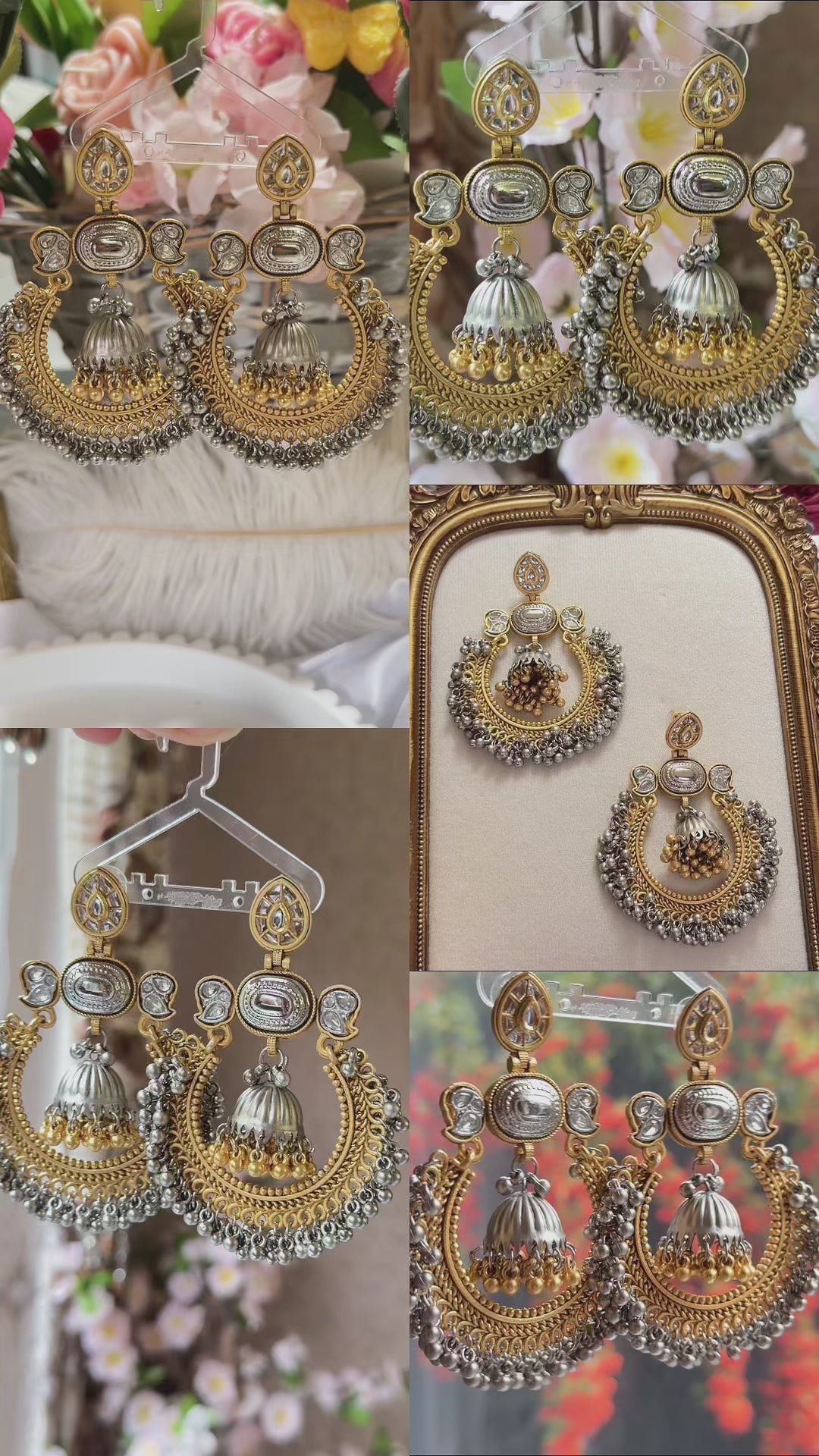 Helena Designer Chandbali Jhumka Brass Earrings