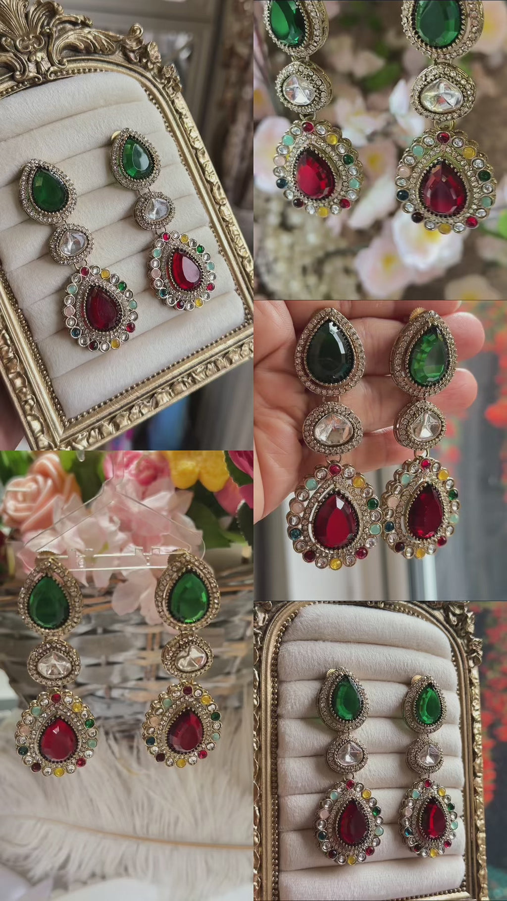 Mehrzoya Multicolour Designer Triple Drop Earrings