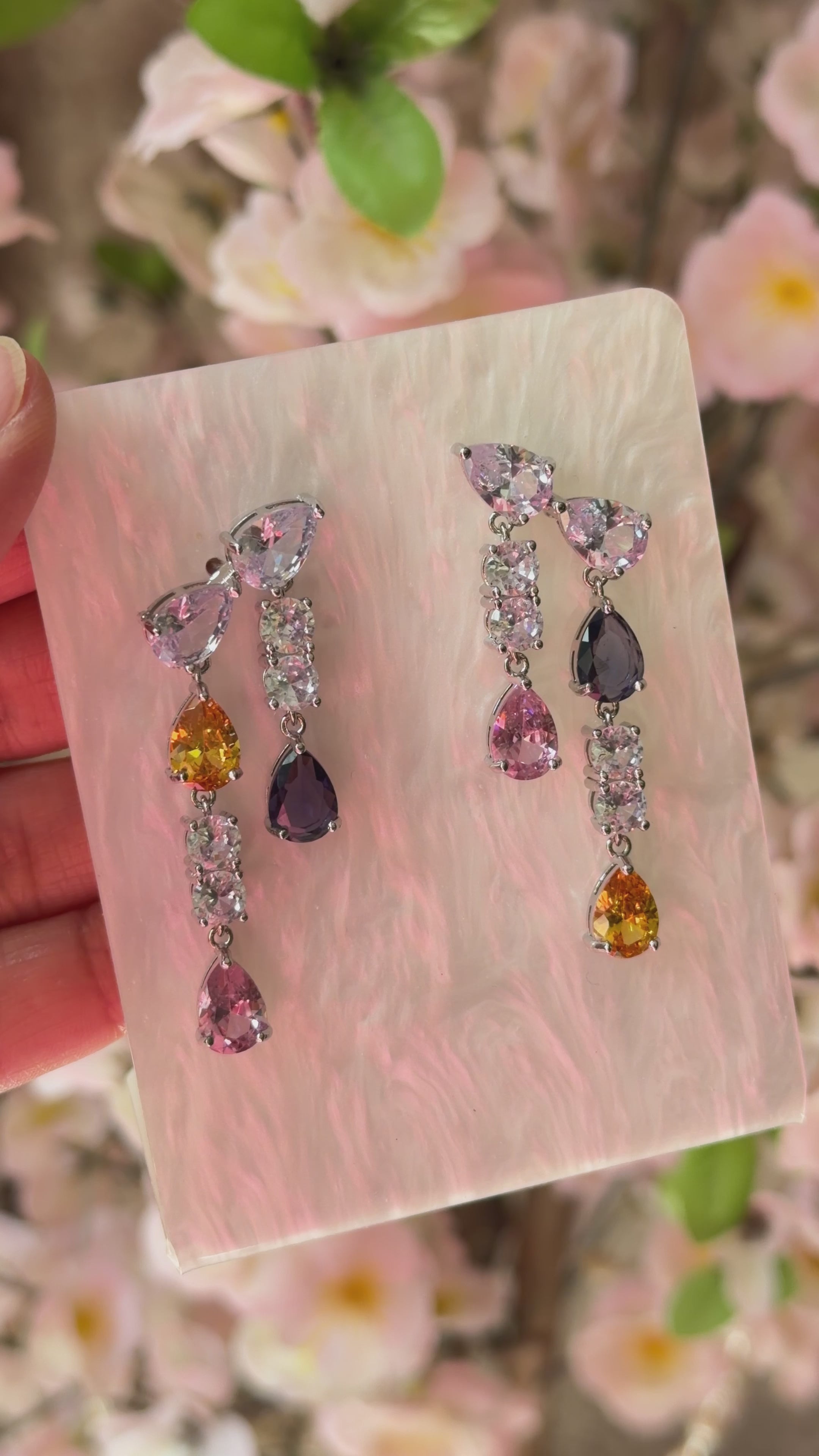 Amara Rainbow Cubic Zirconia Drop Earrings
