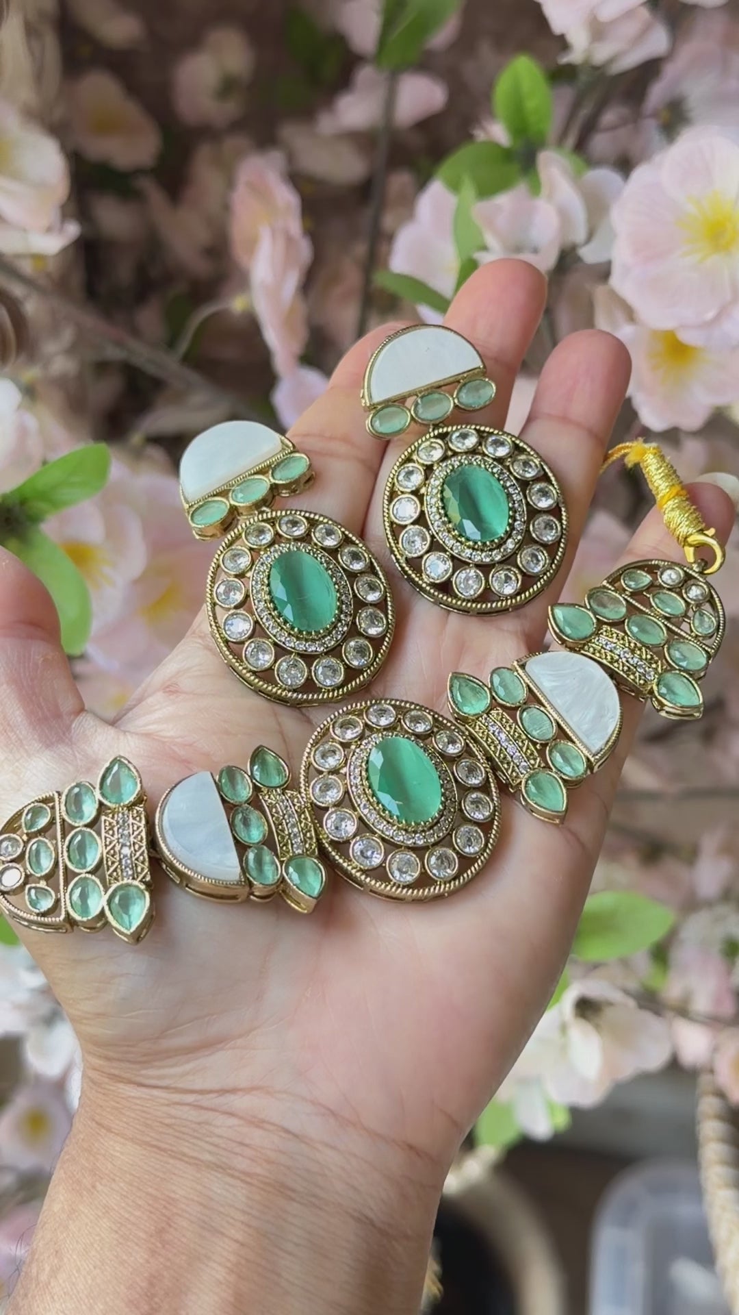 Rosalie Mint Green Designer Choker Set
